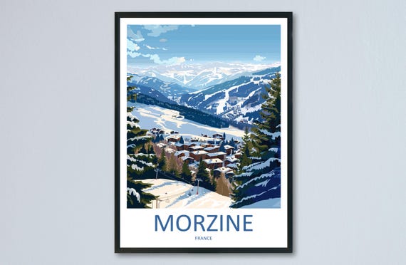 Morzine Print Home Decor Landscape Art Ski Wall For Enthusiast Gift Hanging Poster France