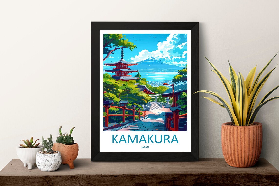 Kamakura Travel Poster, Japan Wall Art Print - Image 3