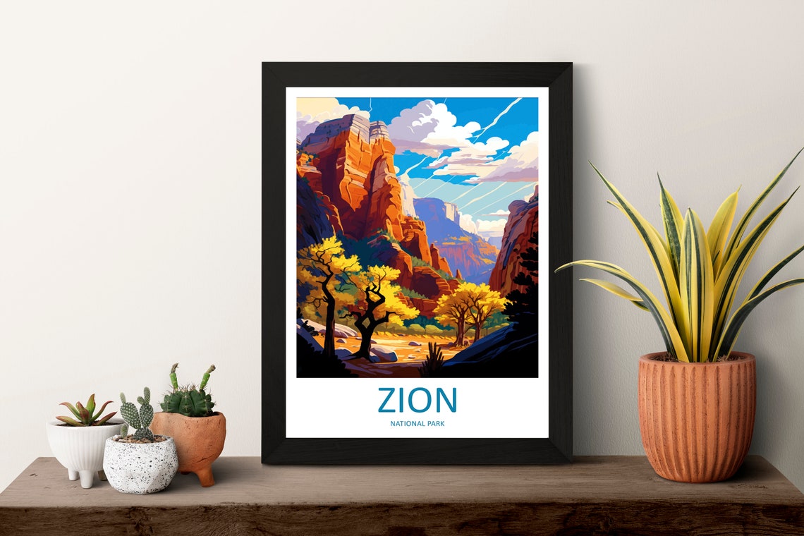 Zion National Park Travel Print Wall Art Zion National Park Wall Hanging Home Dcor Zion National Park Gift Art Lovers Arizona Art Lover - Image 3