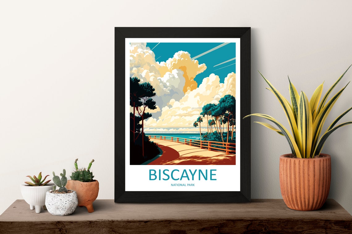Biscayne National Park Boardwalk Ocean Sunset Palms Travel Poster - Image 3