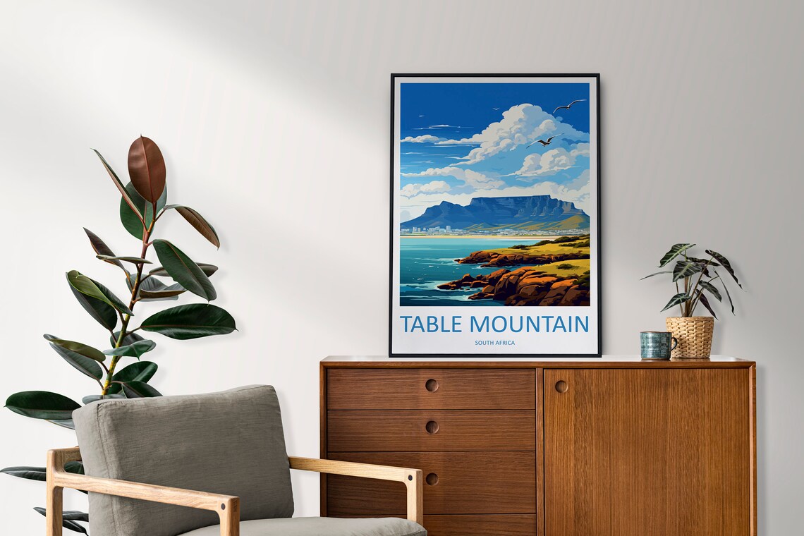 Table Mountain Travel Poster, South Africa Art Print - Image 2