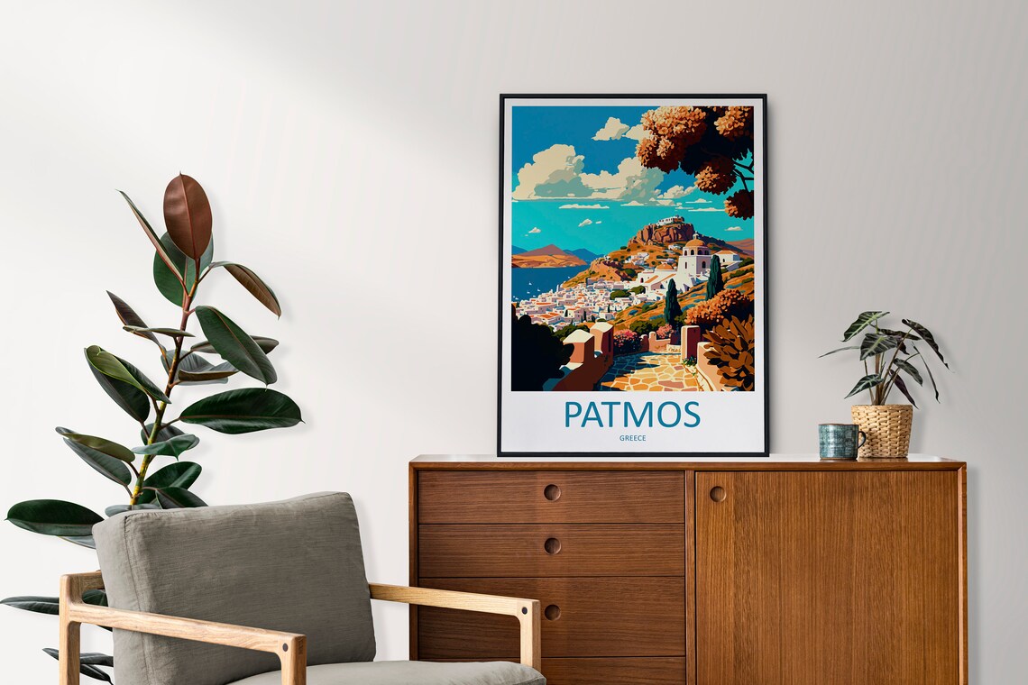 Patmos Greece Travel Poster, Greek Island Wall Art - Image 2
