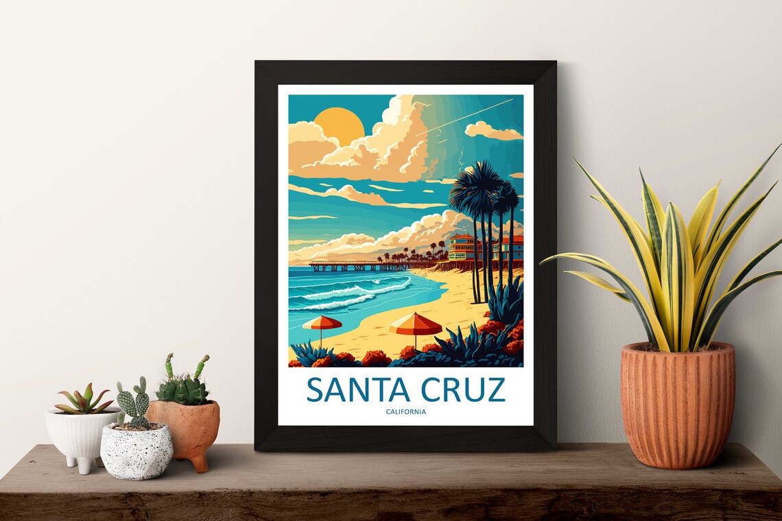 Santa Cruz Travel Poster, California Wall Art - Image 3