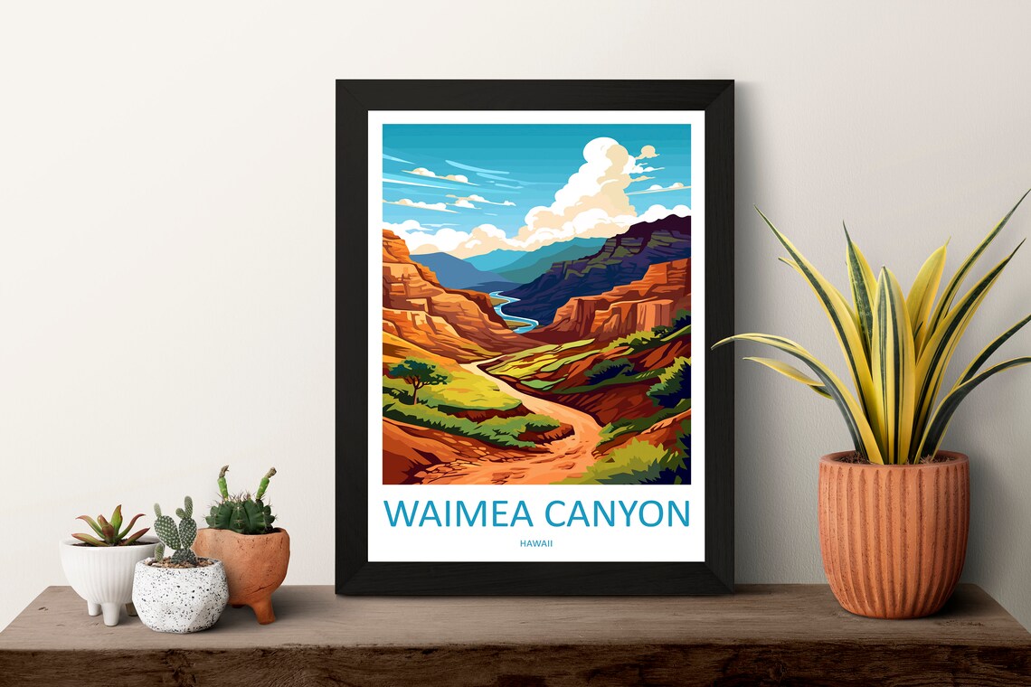 Waimea Canyon Travel Poster, Hawaii Landscape Print - Image 3