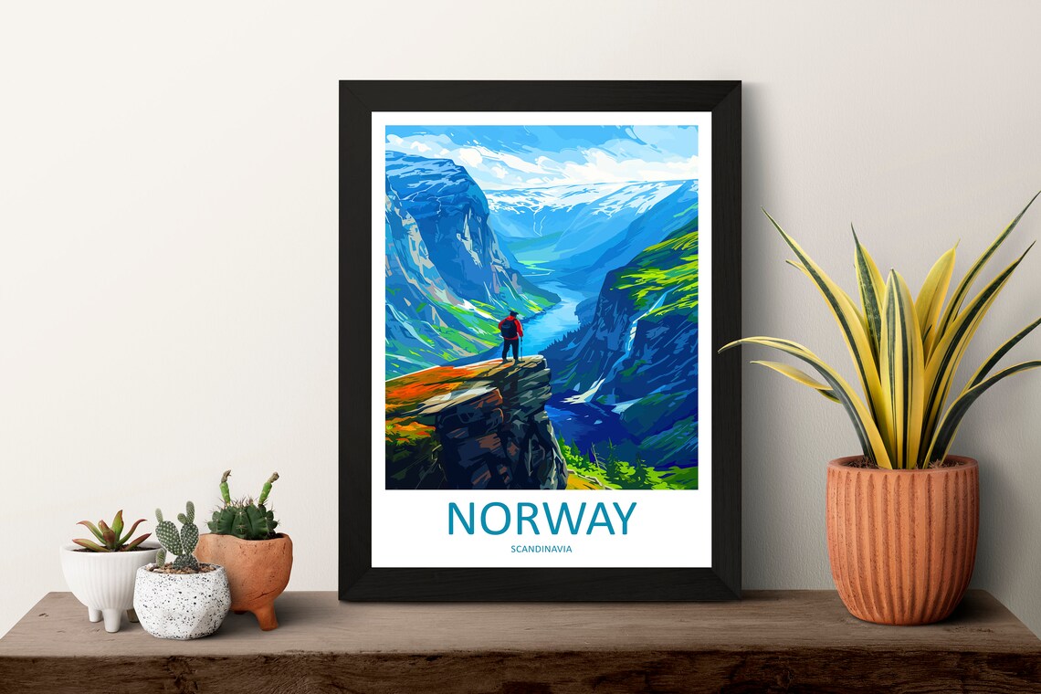 Norway Travel Print, Fjords and Norwegian Mountains - Image 3