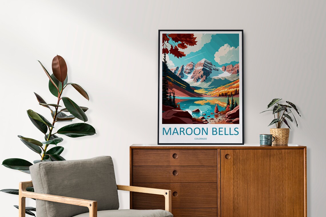 Maroon Bells Travel Poster, Colorado Wall Art - Image 2
