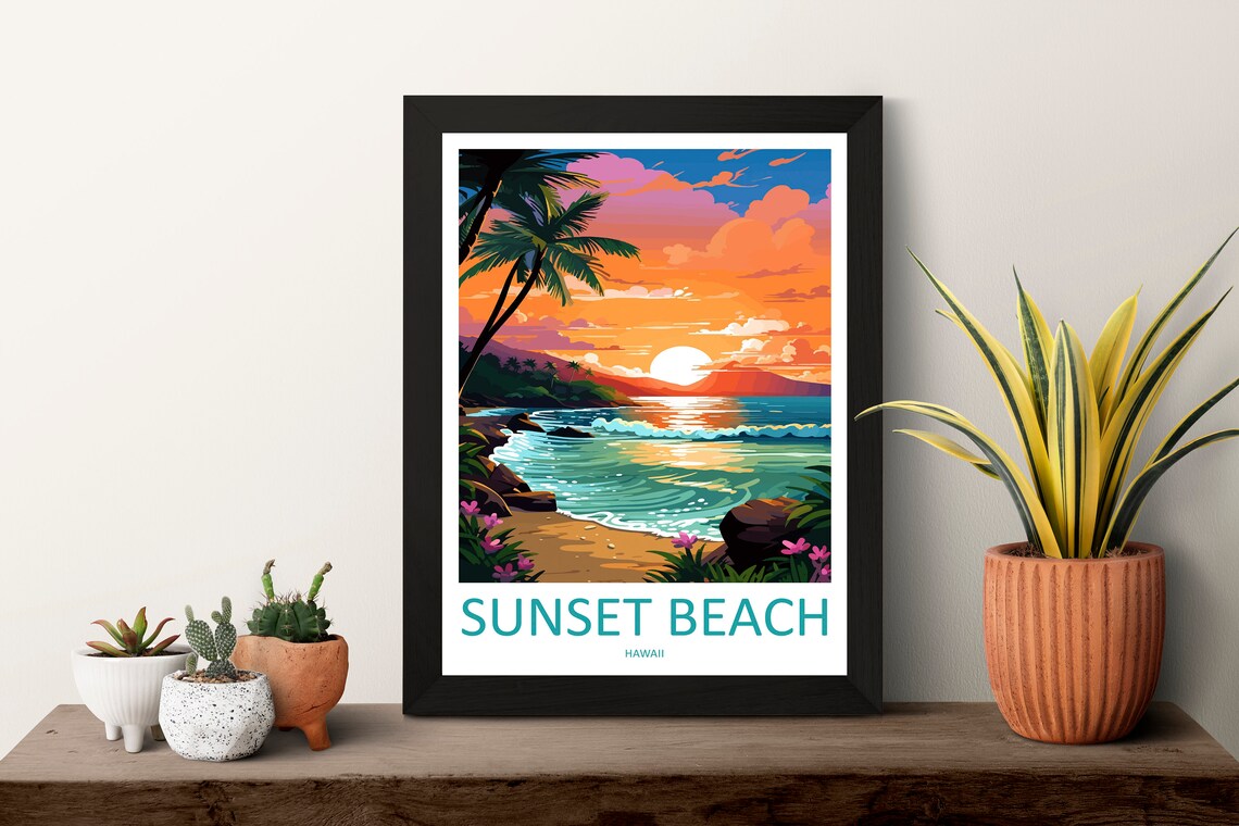 Sunset Beach Travel Poster, Hawaii Place Print - Image 3