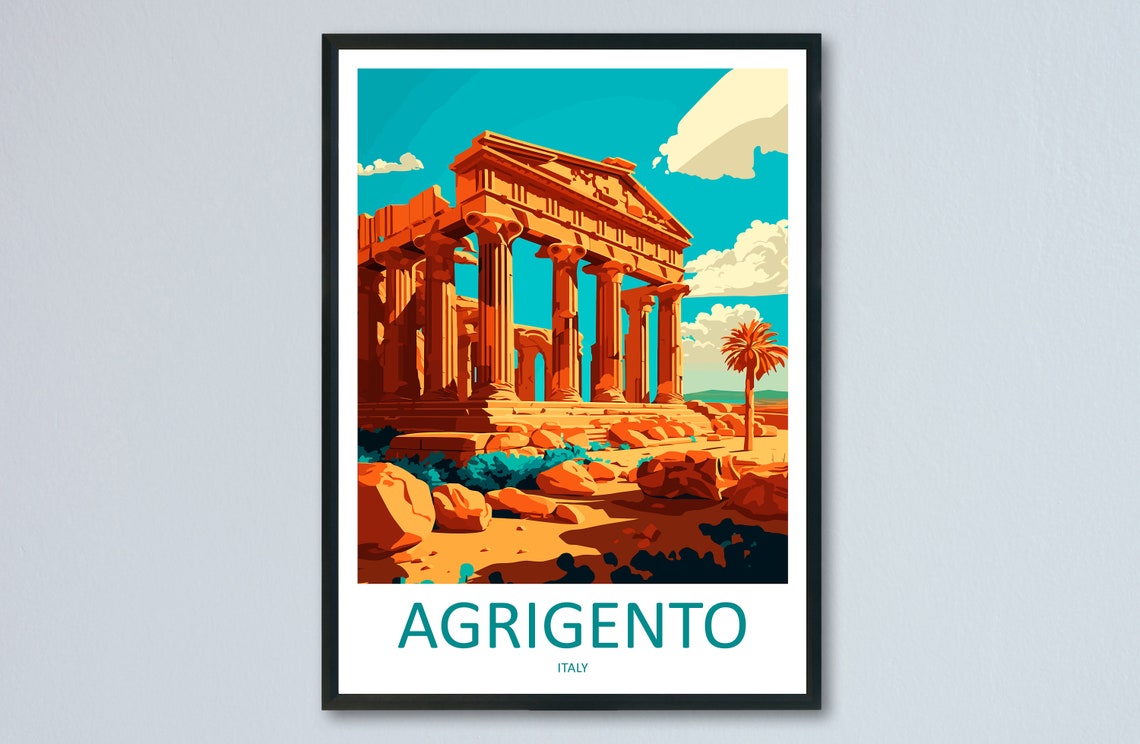 Agrigento Italy Ancient Greek Temple Ruins Travel Art Poster