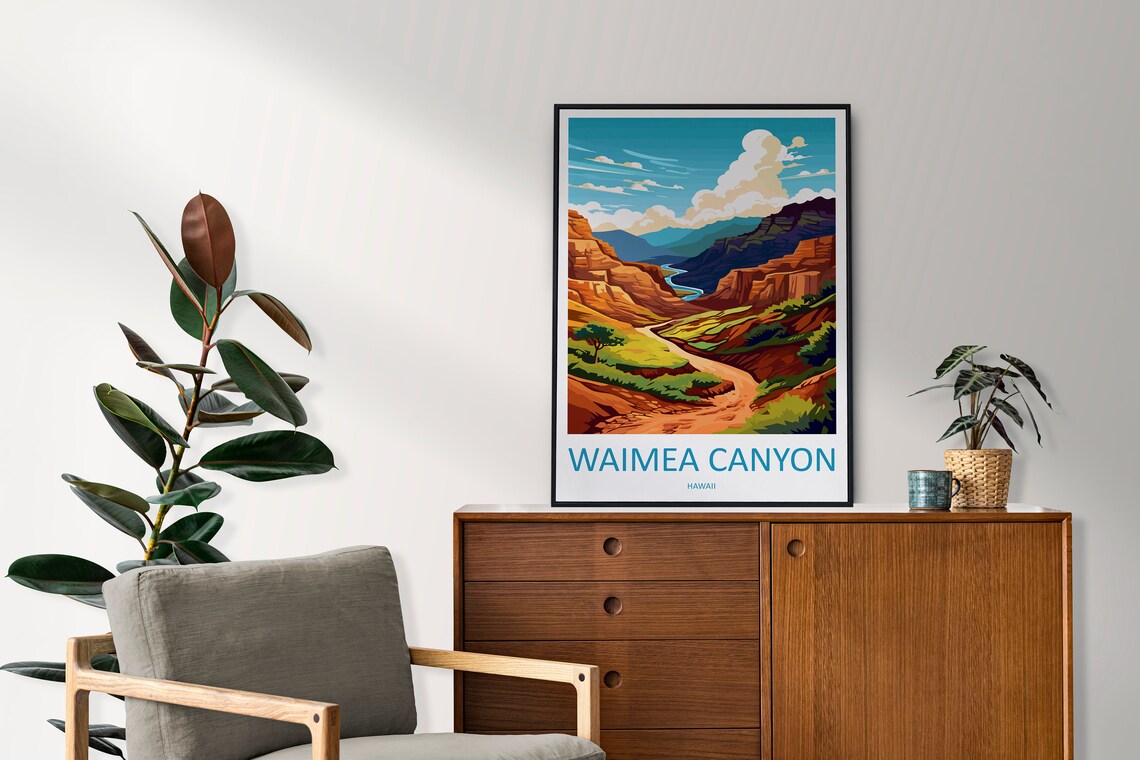 Waimea Canyon Travel Poster, Hawaii Landscape Print - Image 2