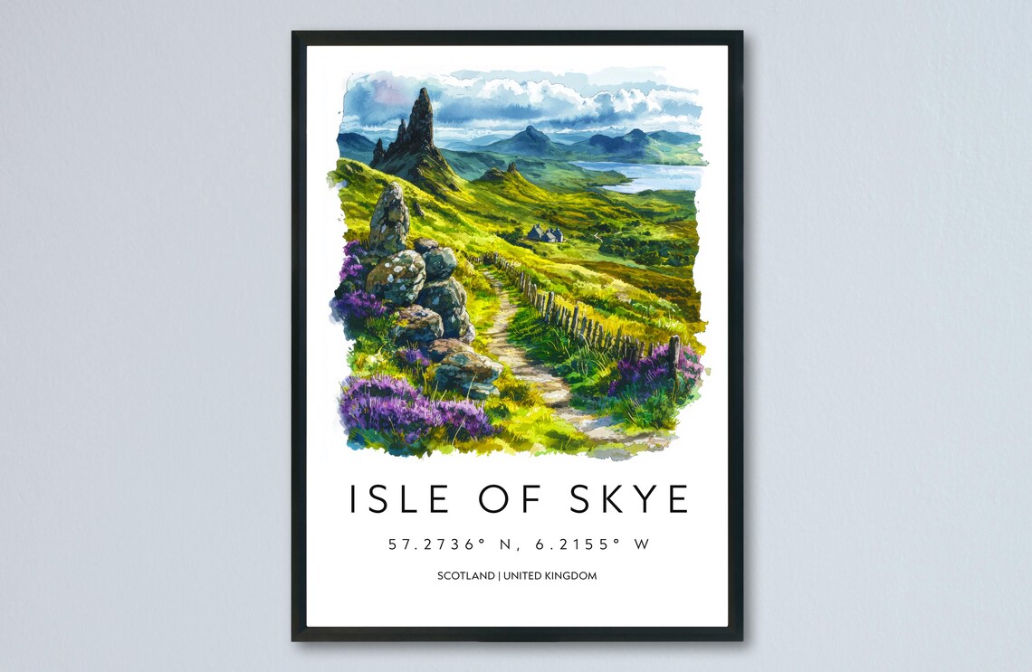 Isle Of Skye Old Man Of Storr Rock Watercolor Landscape Poster