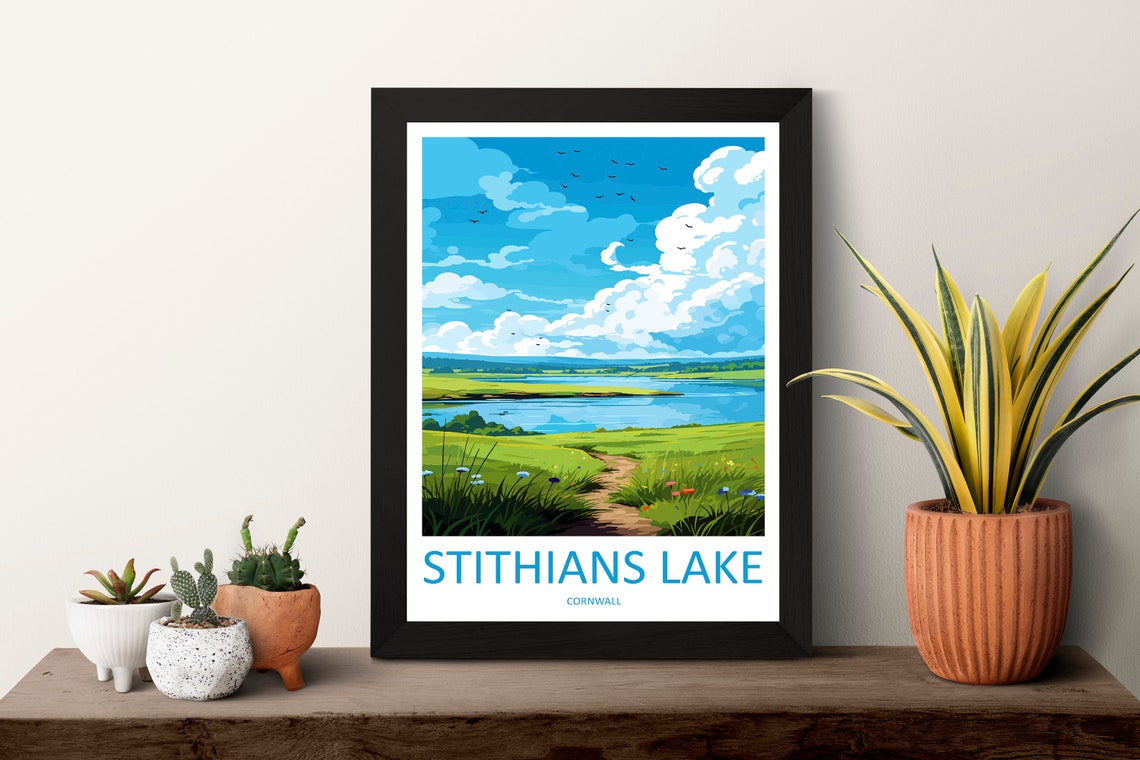 Stithians Lake Cornwall Waterside Path Wildflowers Travel Poster - Image 3