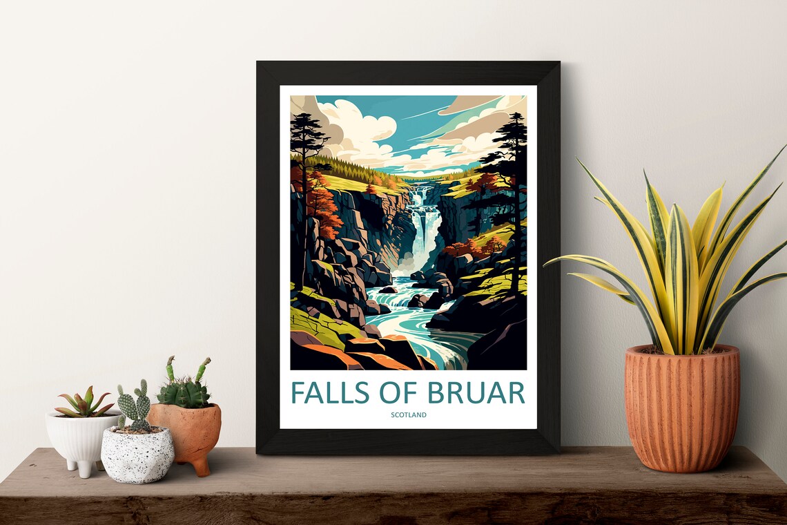 Falls of Bruar Scotland Autumn Waterfall Vintage Travel Poster - Image 3