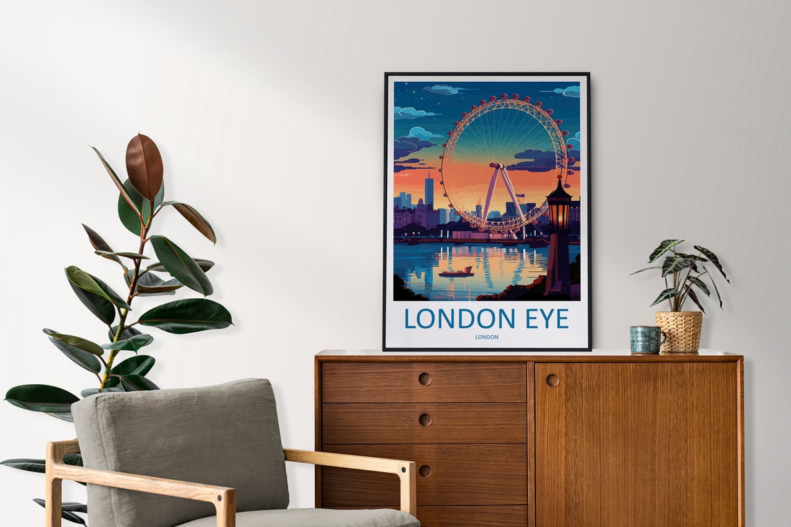 London Eye Sunset River Thames Twilight Ferris Wheel Travel Poster - Image 2