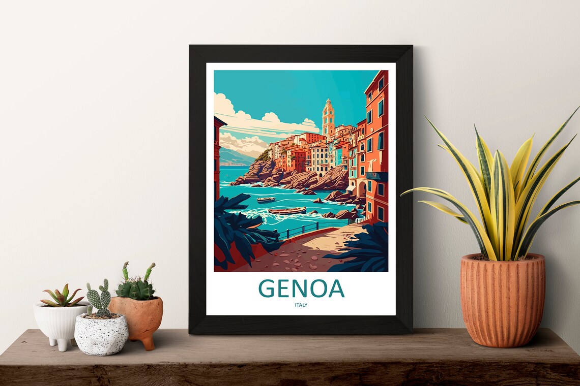 Genoa Travel Poster, Italy Wall Art Print - Image 3