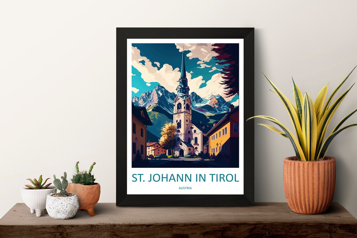 St Johann in Tirol Austria Alpine Church Mountain Village Poster - Image 3