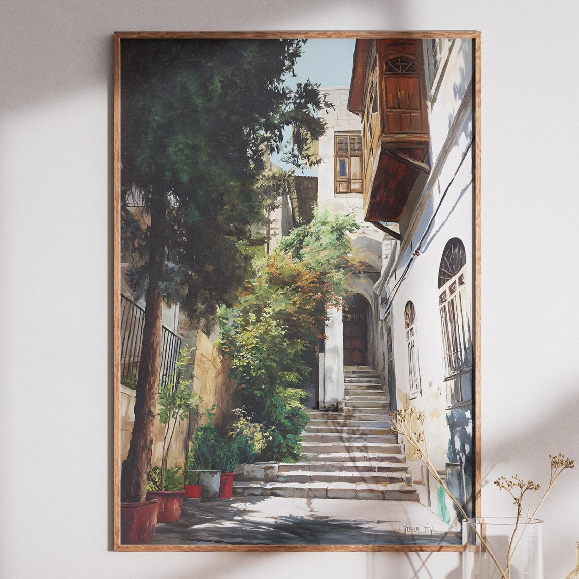 Old Damascus Stone Staircase Alleyway Syria Architecture Poster
