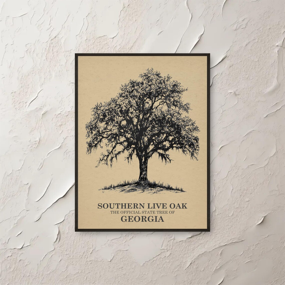 Southern Live Oak Tree Wall Art Georgia State Print Vintage Botanical Illustration Nature Home Decor