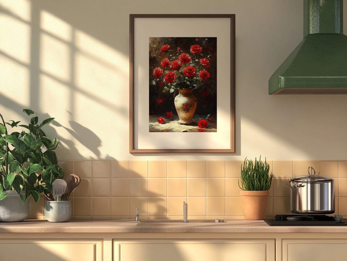 Dramatic Red Roses Bouquet in an Ornate Decorative Vase Poster - Image 4