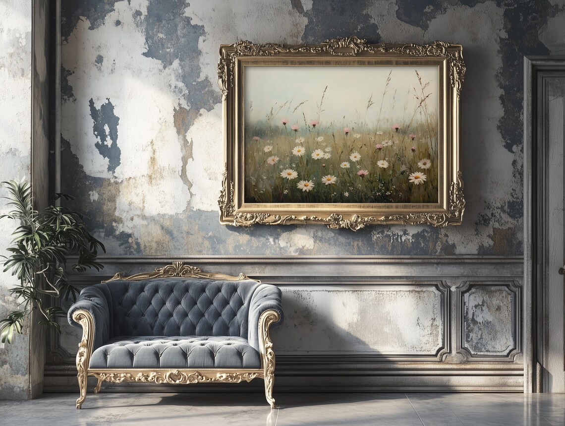 Wildflower Meadow With Daisies And Pink Blooms In Soft Morning Light Poster - Image 5