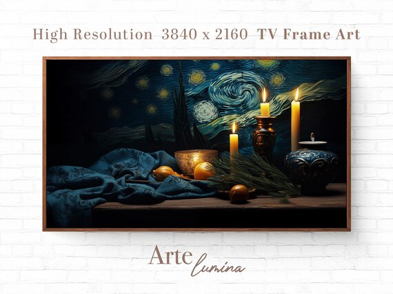 Van Gogh Starry Night Still Life With Candles Oranges And Pine Poster