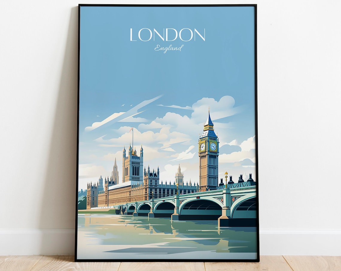 London Big Ben Westminster Bridge England Travel Landmark Poster