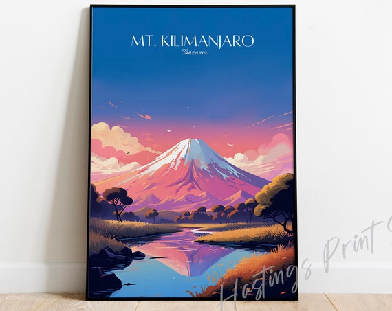Mt Kilimanjaro Travel Poster, Tanzania