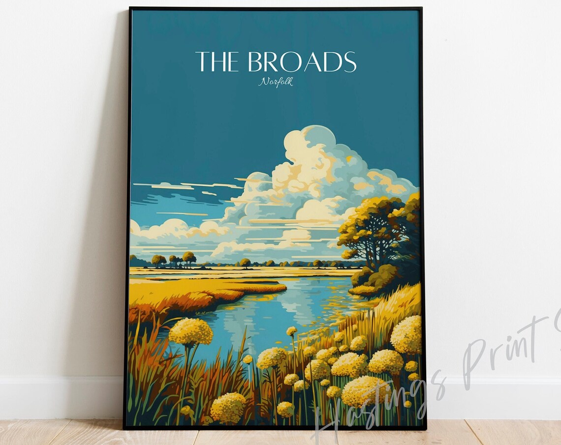 Norfolk Broads Vintage Travel Poster Print