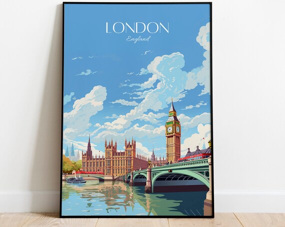 London Skyline Vintage Travel Poster