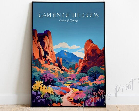 Garden Of The Gods Colorado Red Rocks Wildflower Path Travel Poster