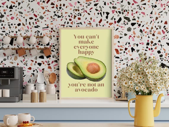 Retro Avocado Quote Art Print Funny Kitchen Decor Youre Not An Sage Green Wall Humorous Gift