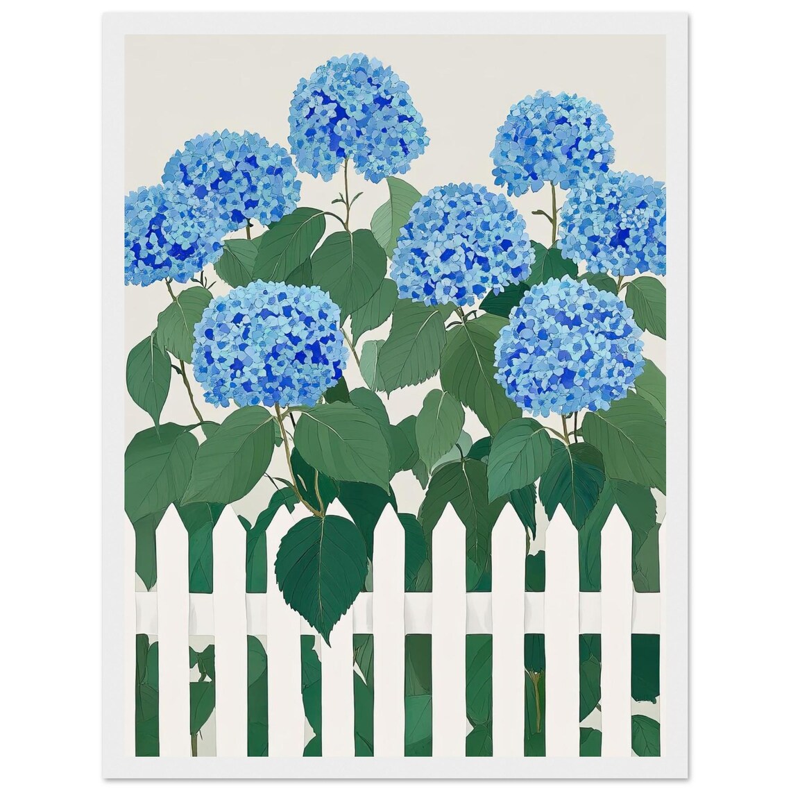 Blue Hydrangea Watercolor Art Print, Nantucket Flowers