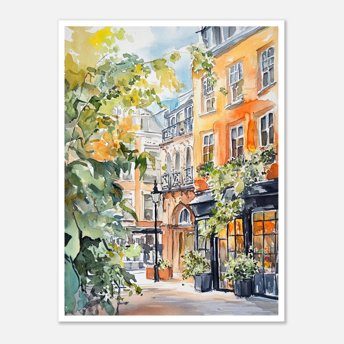 London Watercolor Painting Covent Garden Wall Art London Travel Poster England Cityscape Print Travel Decor England Art Lover Gift - Image 3