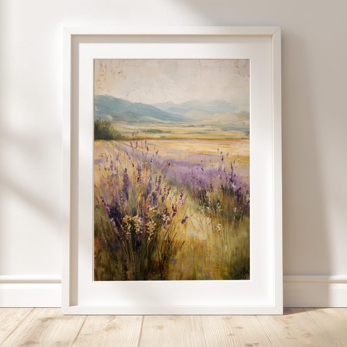 Lavender Field Horizon Print With Impressionist Country Art Landscape