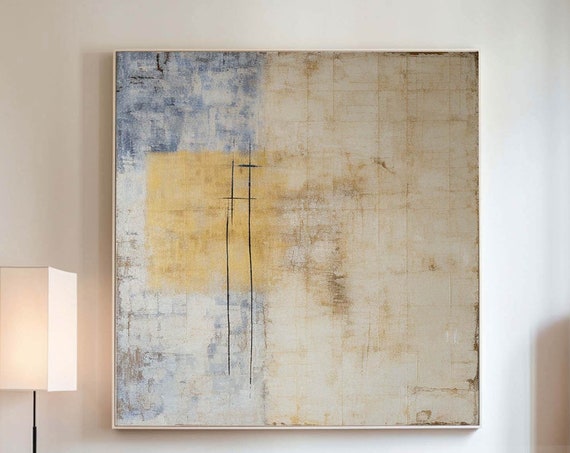 Neutral Beige Abstract Wall Art Blue Beige Texture Painting Wabi Sabi Wall Art Blue Abstract Painting Modern Classic Art Large Texture Art