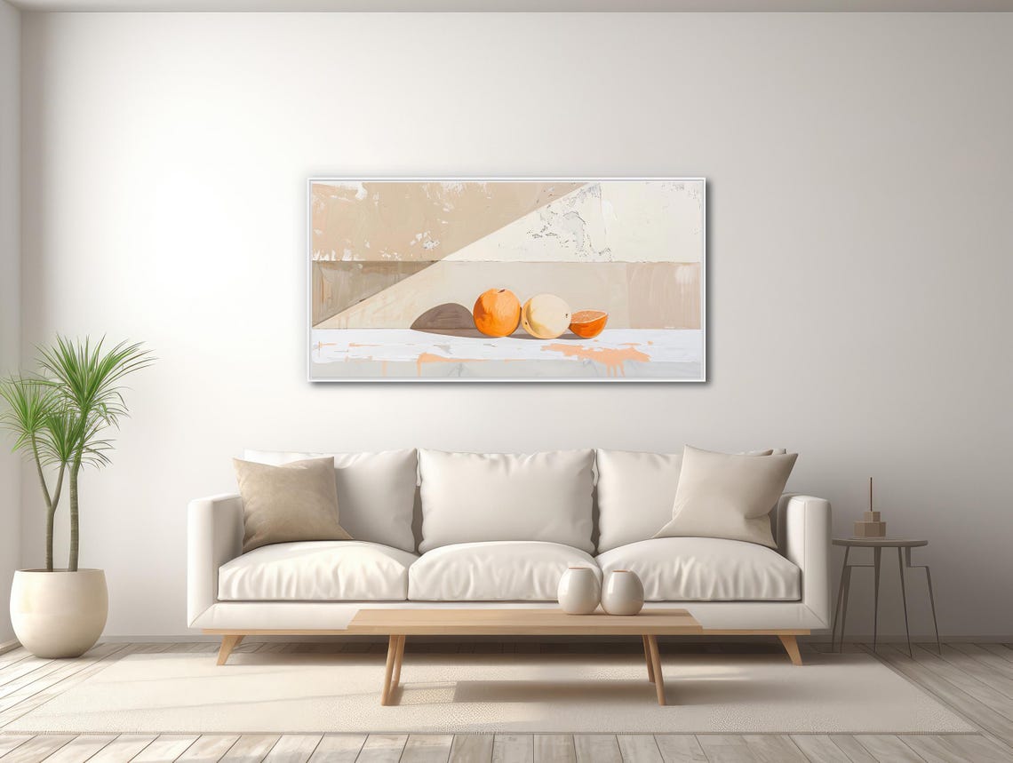 Minimal Still Life Painting Oranges Beige Neutral Fruit Wall Poster - Image 3