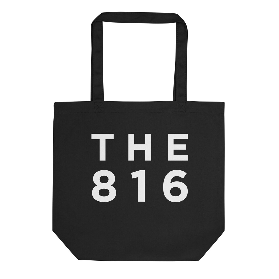 The 816 Kansas City Black Tote Bag with Bold White Letter Print - Image 3
