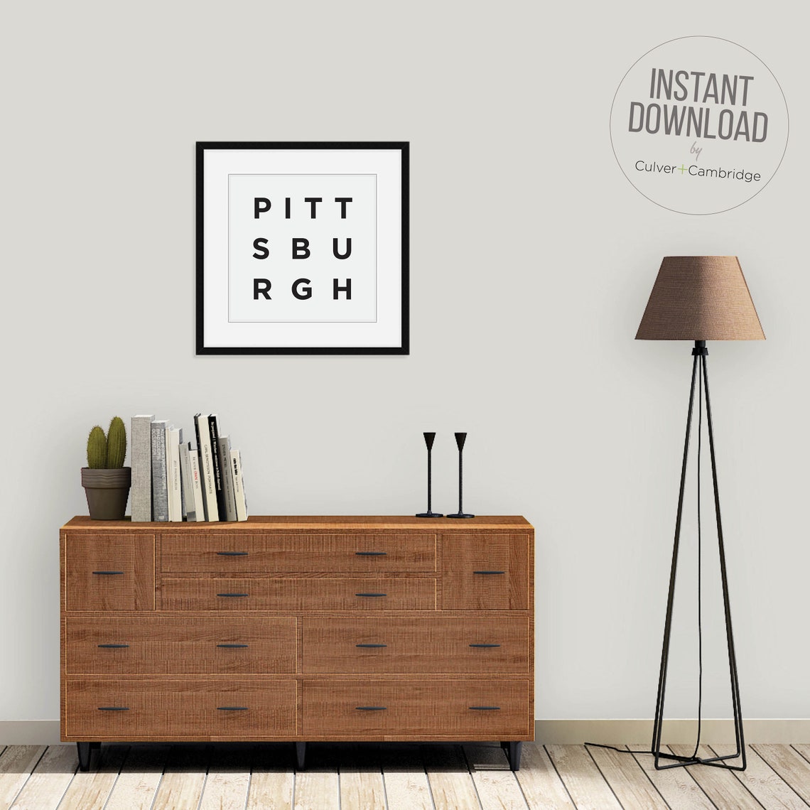 Pittsburgh Minimalist Typography Poster Black on White City Art - Image 3