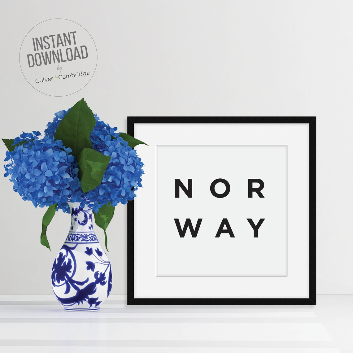 Norway Minimalist Typography Poster Black on White Travel Art - Image 3