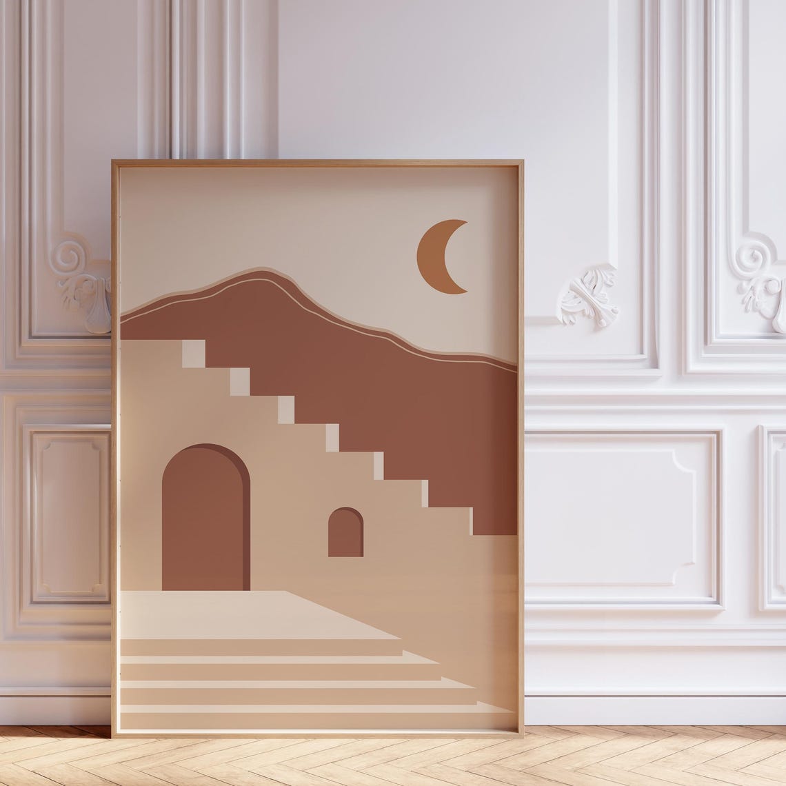 Terracotta Desert Print Boho Mountain Art Mid Century Modern