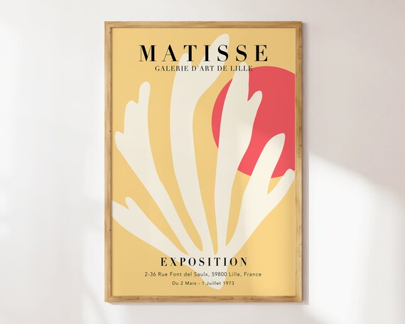 Yellow Matisse Abstract Botanical Poster Yellow Matisse Wall Art Print Mid Century Wall Art Minimal Matisse Print Mp128