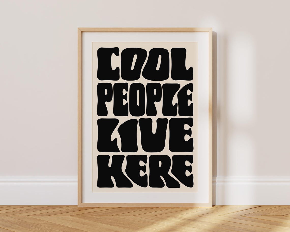 Cool People Live Here Retro Pink Typography Bold Red Art Poster - Image 2
