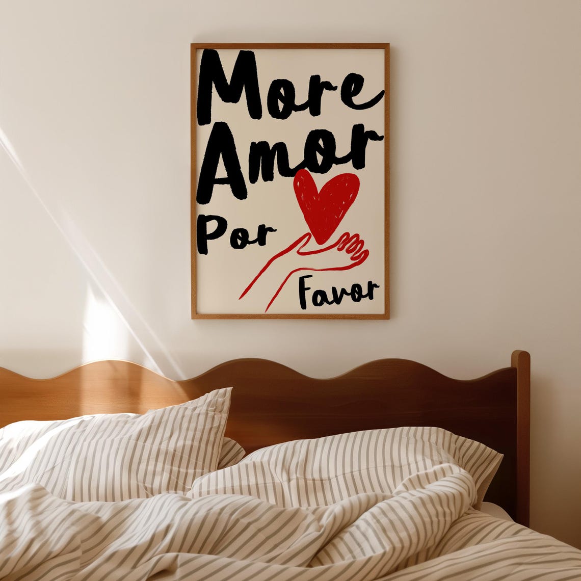 More Amor Por Favor Poster Black Script Red Heart Love Quote Design - Image 3