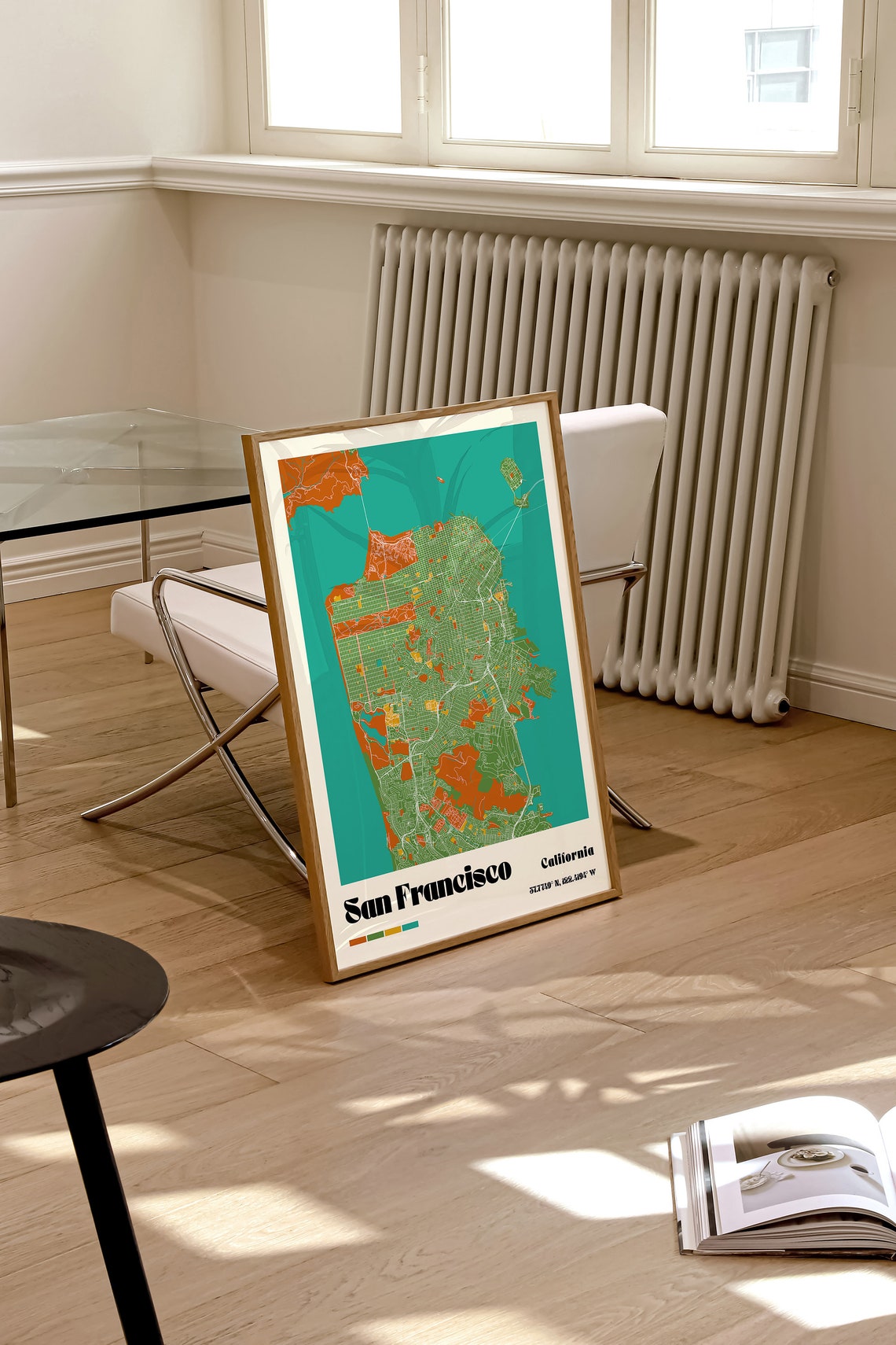 San Francisco California Colorful Retro City Map Travel Poster - Image 2