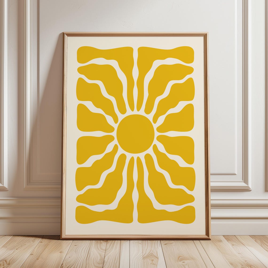 Matisse Style Yellow Sun Wavy Sunshine Rays Modern Abstract Print - Image 2