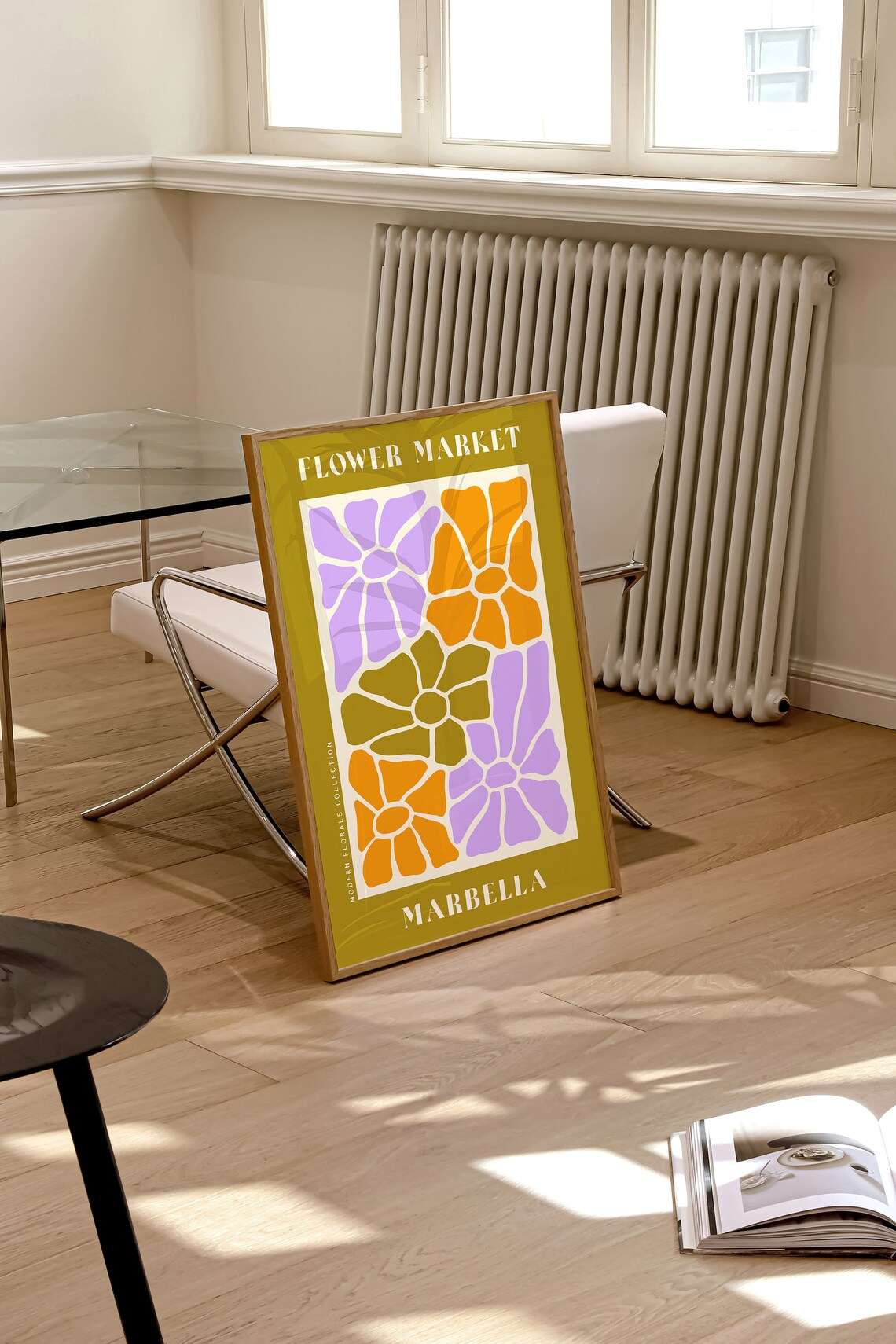 Marbella Flower Market Modern Florals Purple Orange Wall Art - Image 3