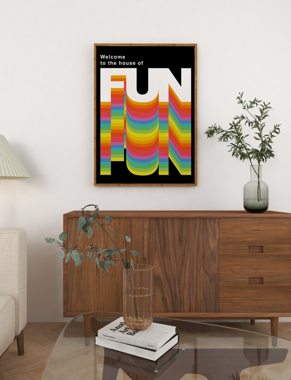 Welcome To The House Of Fun Rainbow Retro Typography Quote Poster - Image 2