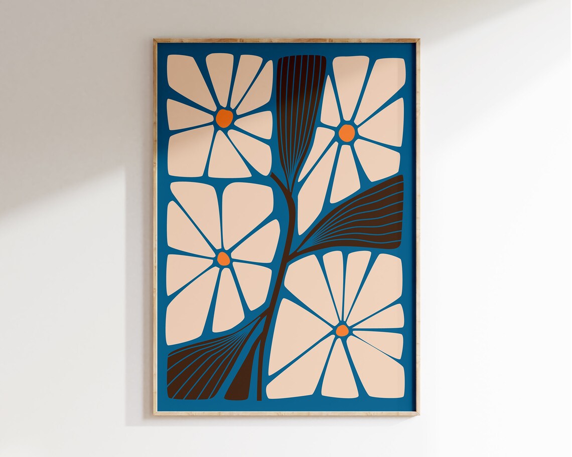 Abstract Flowers, Matisse-Inspired Boho Art Print