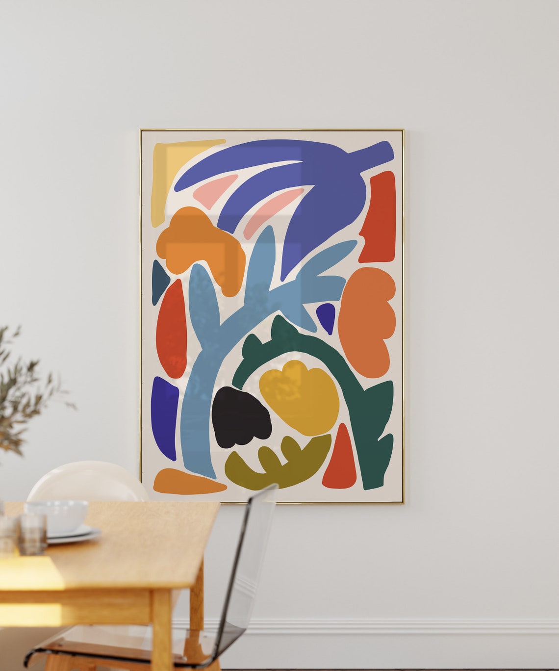 Colorful Abstract Botanical Pop Shapes Modern Boho Art Poster - Image 2