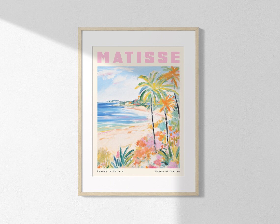 Pastel Matisse Beach Landscape Art Print - Image 3