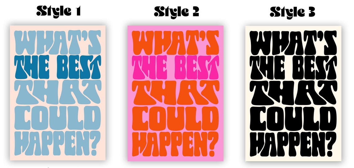 Whats the Best That Could Happen Retro Pink Typography Art Poster - Image 2